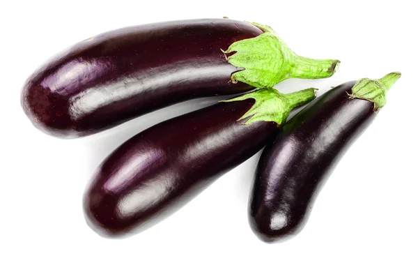 Aubergine eller Äggplanta aubergine isolerad på vit bakgrund. Ovanifrån. Lägenheten låg mönster — Stockfoto