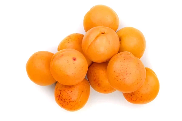 Купа абрикосових фруктів ізольовані на білому тлі. Вид зверху. Плоский шаблон — стокове фото