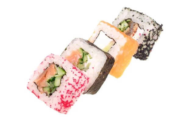 Rouleau de sushi isolé sur fond blanc sans ombre — Photo