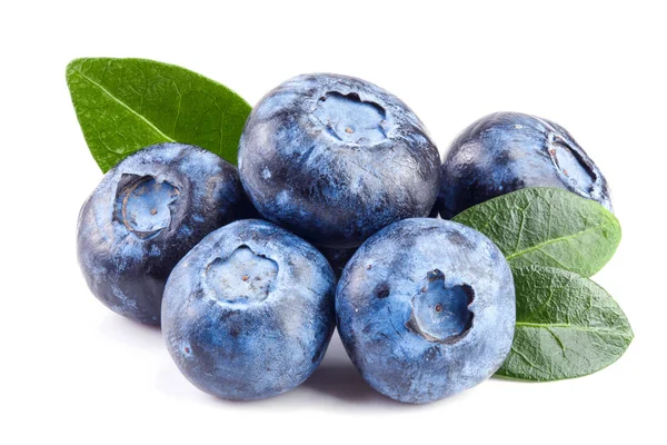 Fresh blueberry with leaf isolated on white background — Stock Photo, Image