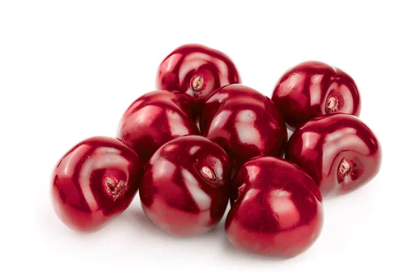 Солодкі червоні вишні ізольовані на білому фоні макрос — стокове фото
