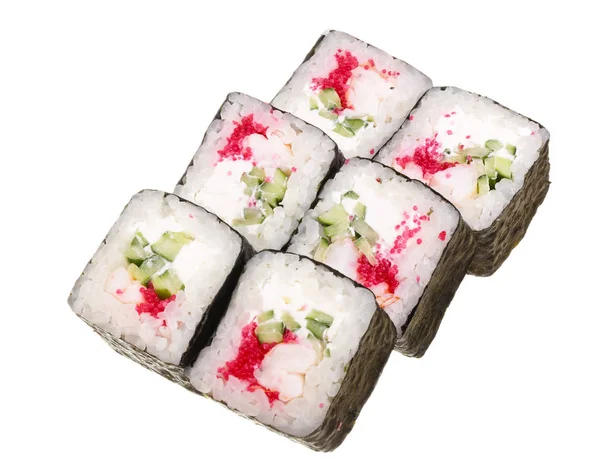 Sushi roll diisolasi di latar belakang putih tanpa bayangan — Stok Foto