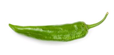 yeşil sıcak beyaz arka plan üzerinde izole biber. Üstten görünüm. Düz yatıyordu desen