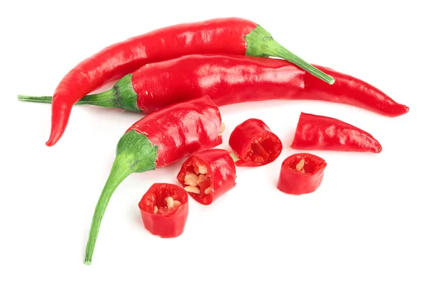 Red hot chili peppers isolated on white background — Stock Photo, Image