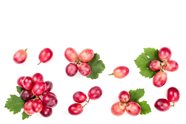 Rosa druvor isolerat på den vita bakgrunden med kopia utrymme för din text. Ovanifrån. Lägenheten låg mönster — Stockfoto