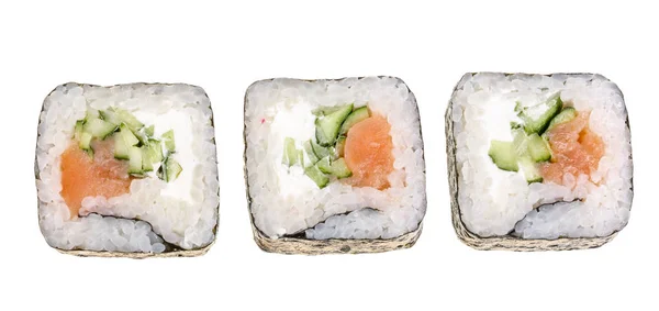 没有影子的白色背景下的寿司卷 — 图库照片
