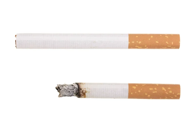 Cigarette isolated on white background. Top view — Stock Photo, Image