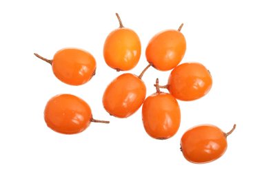 Deniz topalak. Beyaz arka plan üzerinde izole taze olgunlaşmış meyve. Üstten görünüm. Düz yatıyordu desen