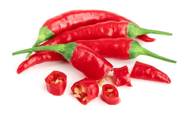 Red hot chili peppers isolated on white background — Stock Photo, Image
