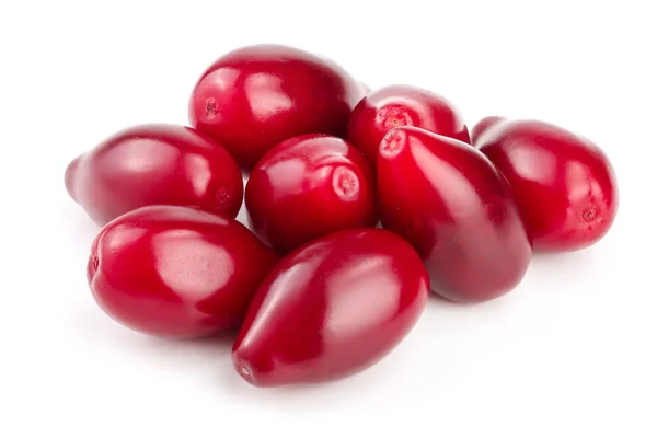 Cornel veya kızılcık beyaz arka plan üzerinde izole kırmızı meyveler — Stok fotoğraf