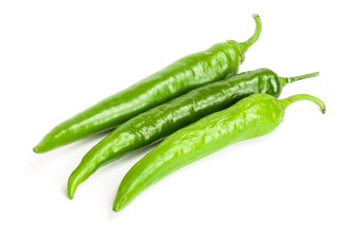 yeşil sıcak beyaz arka plan üzerinde izole biber. Üstten görünüm. Düz yatıyordu desen