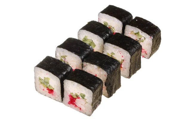 Rollo de sushi aislado sobre fondo blanco sin sombra — Foto de Stock