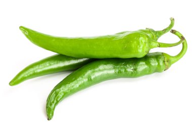 yeşil sıcak beyaz arka plan üzerinde izole biber. Üstten görünüm. Düz yatıyordu desen