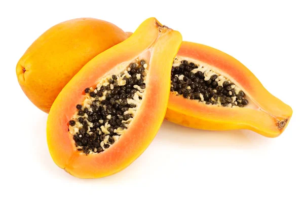 Спелые папайи, изолированные на белом фоне — стоковое фото