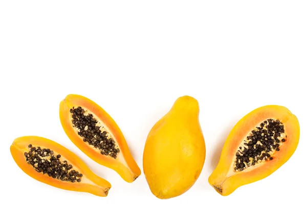 Ripe slice papaya isolated on a white background with copy space for your text. Top view. Flat lay — Stock Photo, Image