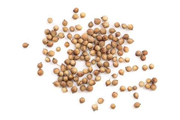 Coriander seeds isolated on white background top view — Stock Photo, Image