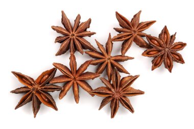 Star anise isolated on white background. Top view clipart