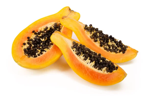 Half of ripe papaya isolated on a white background — Stock Photo, Image