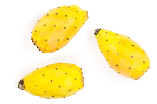 Gula fikonkaktus eller opuntia isolerad på en vit bakgrund. Ovanifrån. Lekmanna-platt — Stockfoto