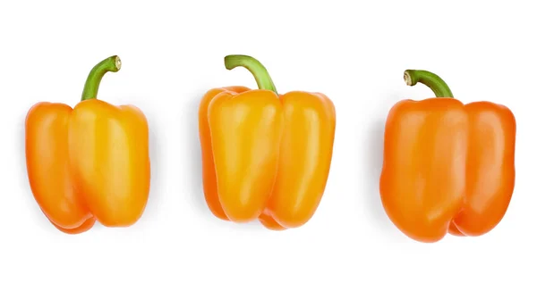 Orange sweet bell pepper isolated on white background. Вид сверху. Плоский лежал — стоковое фото