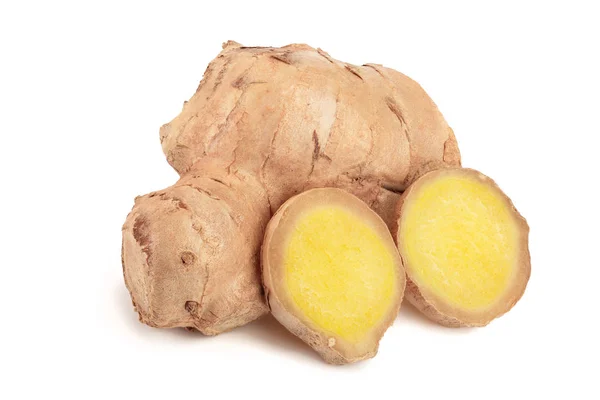 Fresh Ginger root and slice isolated on white background — Stock Photo, Image