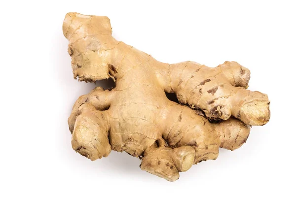 Fresh Ginger root isolated on white background. Top view. Flat lay — Stock Photo, Image