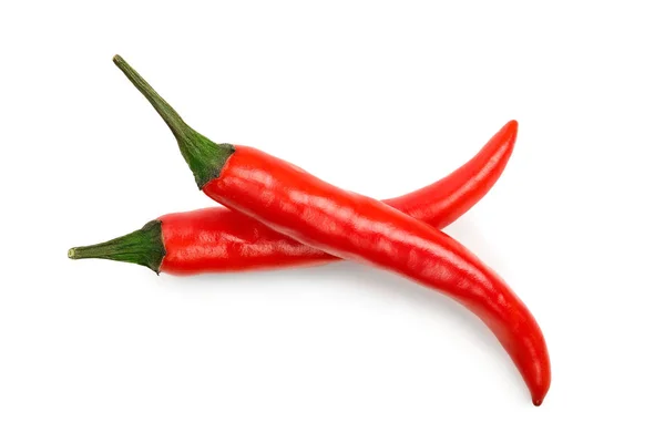 Red hot chili paprika elszigetelt fehér background. Felülnézet. Lapos feküdt — Stock Fotó
