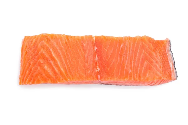 Філе червоного рибного лосося ізольовано на білому тлі. Вид зверху. Плоский прошарок — стокове фото