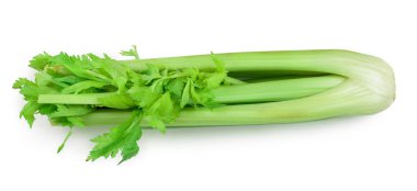 Beyaz arka plan üzerinde izole taze kereviz. Üstten görünüm. Düz yatıyordu