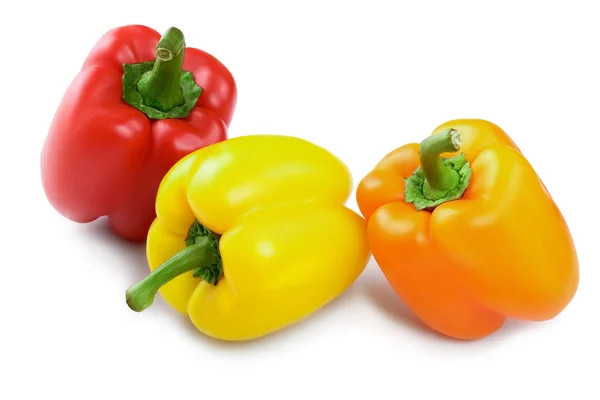 Yellow orange and red sweet bell pepper isolated on white background — Stock Photo, Image