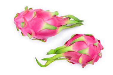 Olgun Dragon meyve, Pitaya ya da Pitahaya beyaz arka plan üzerinde meyve sağlıklı kavramı izole. Üstten görünüm. Düz yatıyordu