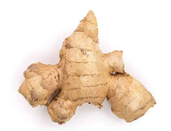 Fresh Ginger root isolated on white background. Top view. Flat lay — Stock Photo, Image