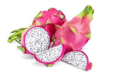 Olgun Dragon meyve, Pitaya ya da Pitahaya beyaz arka plan üzerinde meyve sağlıklı kavramı izole