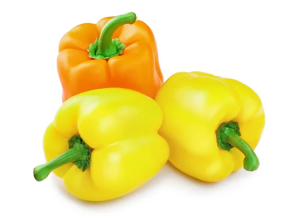 Κίτρινο πορτοκαλί γλυκιά πιπεριά απομονώνονται σε λευκό φόντο — Φωτογραφία Αρχείου