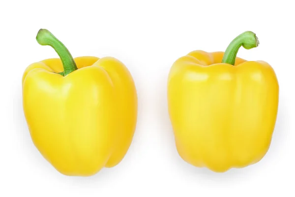 Yellow sweet bell pepper isolated on white backgro. Top view. Flat lay — Stock Photo, Image