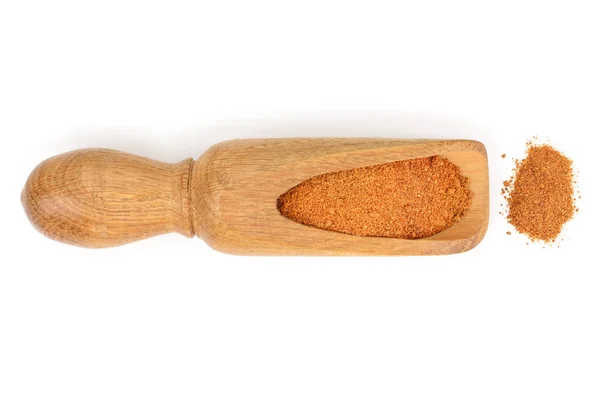 Kevert fűszerek a fából készült kanál elszigetelt fehér background. Felülnézet. Lapos feküdt — Stock Fotó