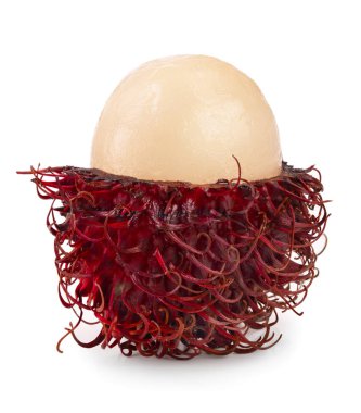 Beyaz arka plan üzerinde izole rambutan. Tropikal meyve. Nephelium lappaceum