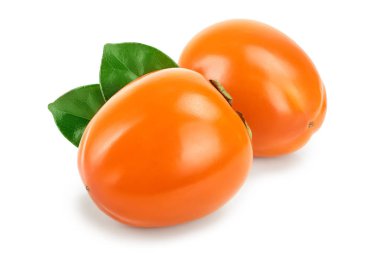 Trabzon hurması meyve beyaz arka plan yakın çekim izole yaprakları ile