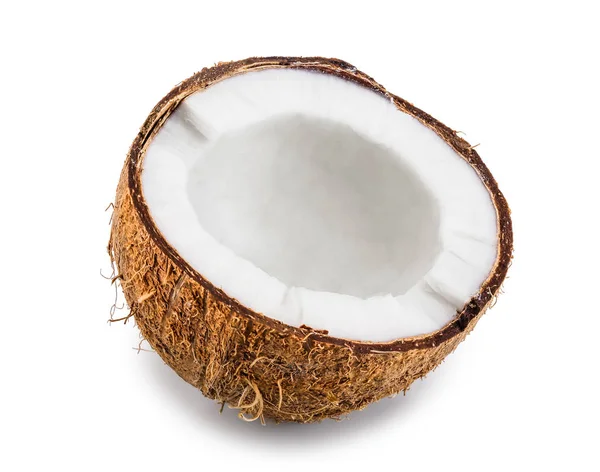 Metade do coco isolado sobre fundo branco — Fotografia de Stock