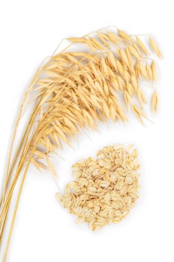 yulaf yulaf gevreği beyaz arka plan üzerinde izole Spike'la. Üstten Görünüm. Düz yatıyordu