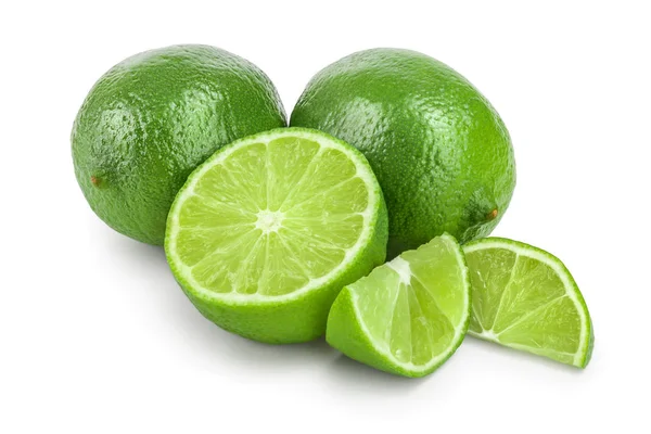 Lime with half isolated on white background — Stock Photo, Image