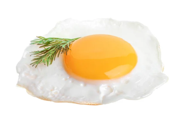 Fried egg isolated on white background closeup — Stock Photo, Image