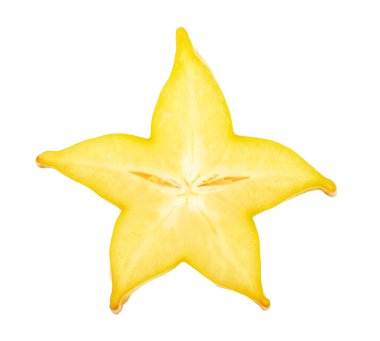 Carambola veya yıldız-meyve dilim beyaz arka planda izole. Üst görünüm. Düz yatma