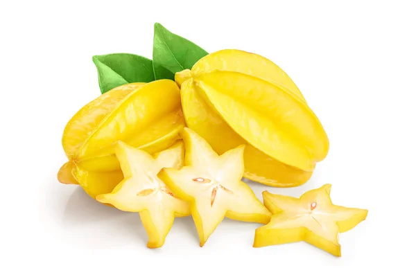 Carambola o stella-frutta isolata su fondo bianco — Foto Stock