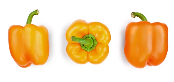 Oranje zoete paprika geïsoleerd op een witte achtergrond. Bovenaanzicht. Plat leggen — Stockfoto