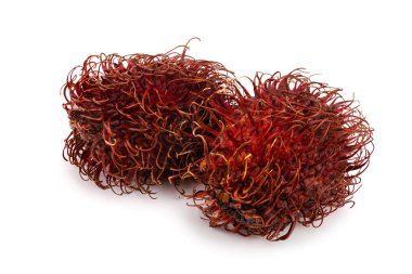 Beyaz arka plan üzerinde izole rambutan. Tropikal meyve. Nephelium lappaceum