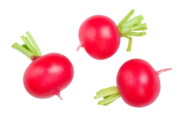 Fresh whole radish isolated on white background. Top view — Stock Photo, Image