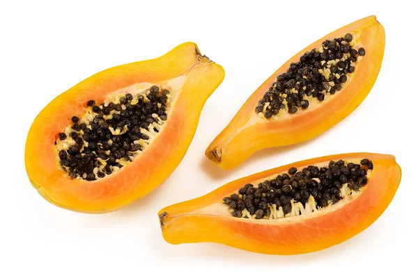 Half of ripe papaya isolated on a white background — Stock Photo, Image