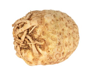 Beyaz arkaplanda izole edilmiş taze kereviz kökü