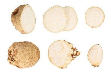 Taze kereviz kökü beyaz arka plan izole. Üst te. Düz yatıyordu. Ayarlama veya toplama